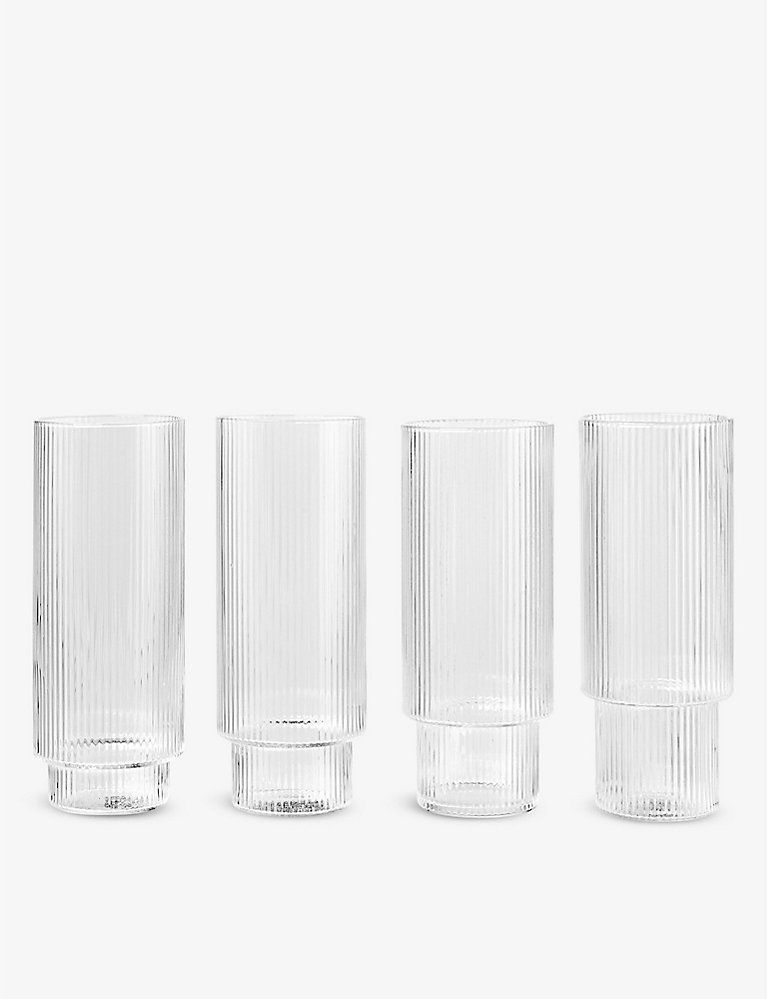 FERM LIVING Ripple Long stackable glasses set of four | Selfridges