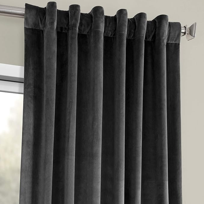 HPD Half Price Drapes VPYC Heritage Plush Velvet Curtain (1 Panel), 50 X 84, Pepper Grey | Amazon (US)