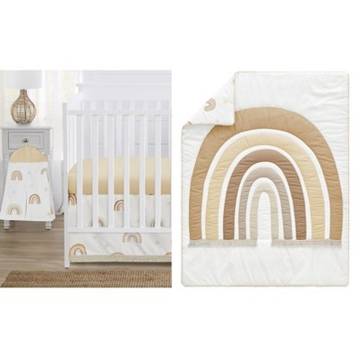 Sweet Jojo Designs Boy or Girl Gender Neutral Unisex Baby Crib Bedding Set - Boho Rainbow Taupe Yellow and Beige 4pc | Target