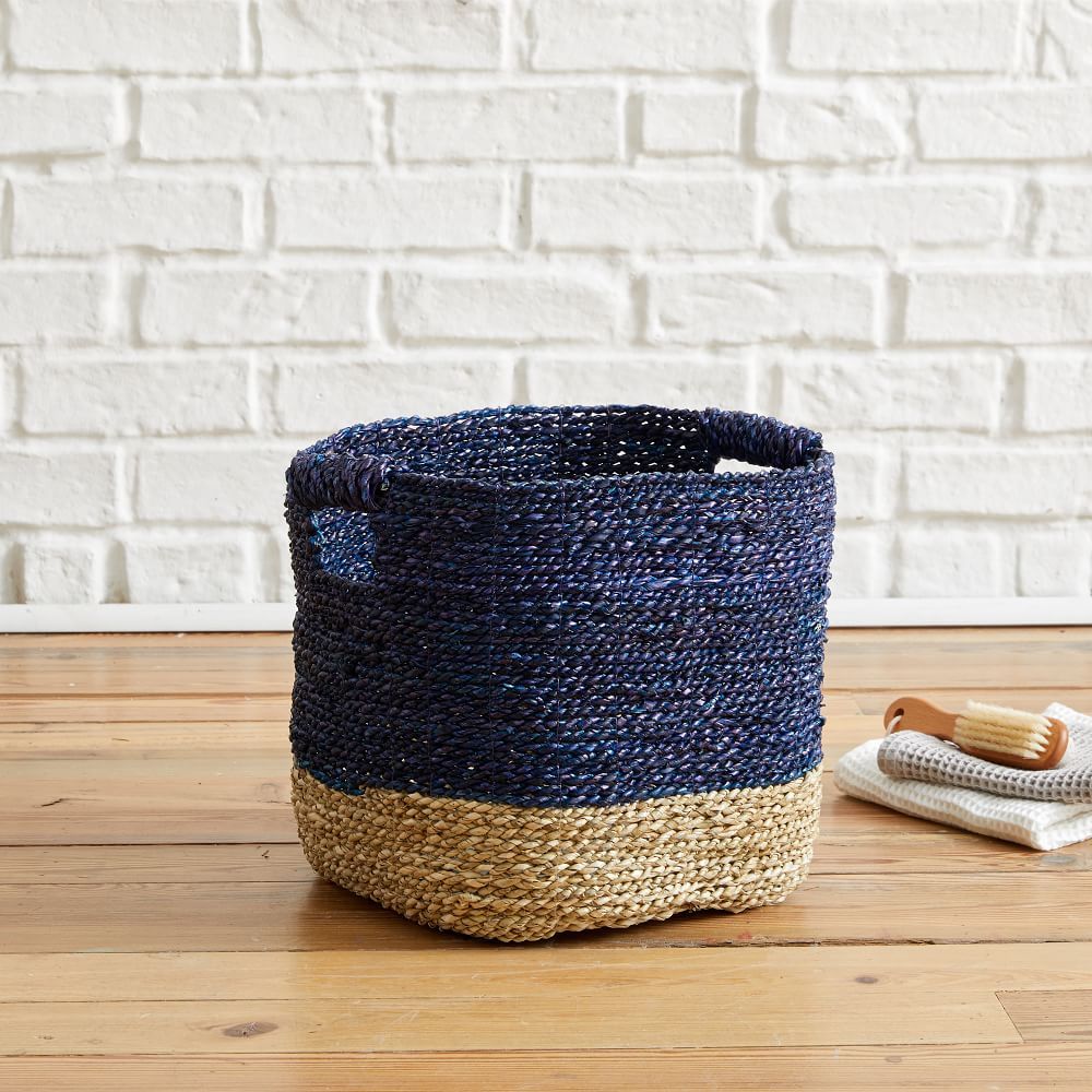 Two Tone Woven Basket, Console, Natural + Midnight | West Elm (US)