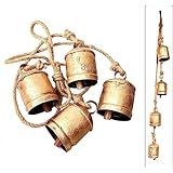 Deco 79 Metal Tibetan Inspired Decorative Cow Bell with Jute Hanging Rope, 4" x 3" x 29", Gold | Amazon (US)