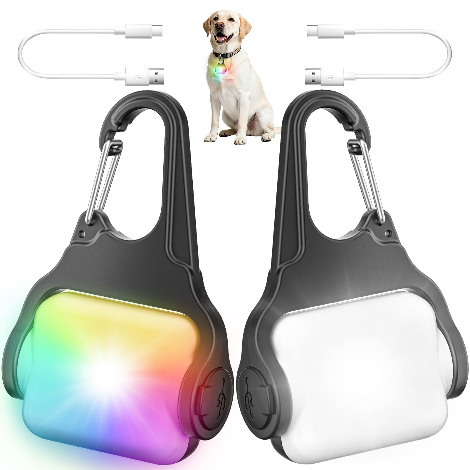 Dog Collar Light 2 Pack, Dog Lights for Night Walking 4 Modes, Waterproof Dogs Light Clip on Rech... | Amazon (US)