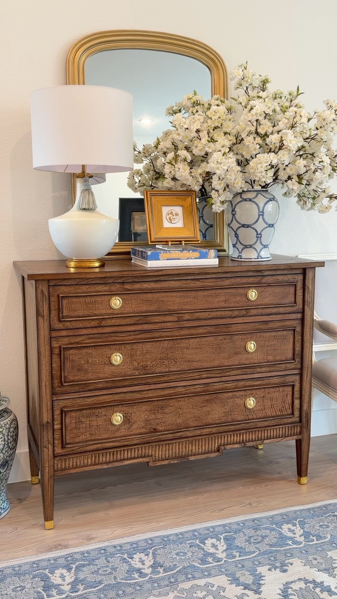 Entryway chest styling entry decor Brown wood chest of drawers