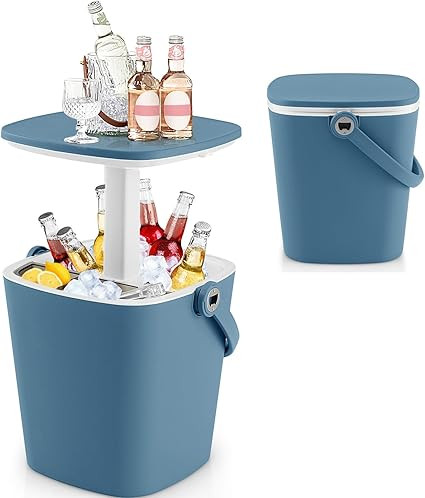 Giantex Outdoor Side Table Cooler - 4 Gallon Portable Beer Wine Ice Bucket with Handle, Lift Top ... | Amazon (US)
