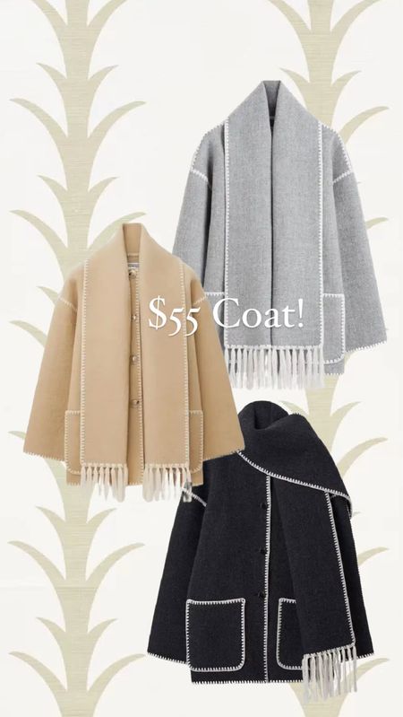 Scarf Coat, winter coat, coats, toteme , striped top 