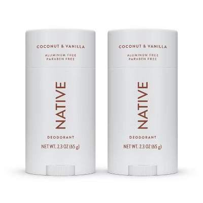 Native Men's & Women's Twin Pack Deodorants - Aluminum-Free - Coconut & Vanilla - 4.6oz/2ct: Baking Soda-Free, Vegan, Invisible Solid | Target