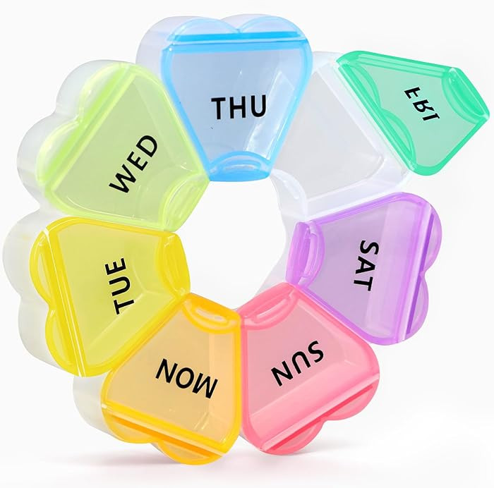 Pill Organizer Weekly - Cute Medicine Pill Organizer 7 Day, Large Daily Pill Box for Travel, SHIJ... | Amazon (US)