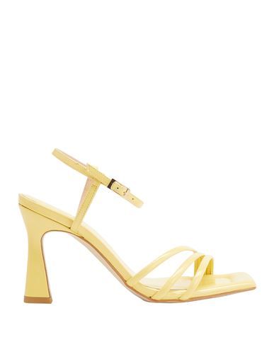 8 By Yoox Leather Square Toe Spool-heel Sanda Woman Sandals Yellow Size 8 Calfskin | YOOX (US)
