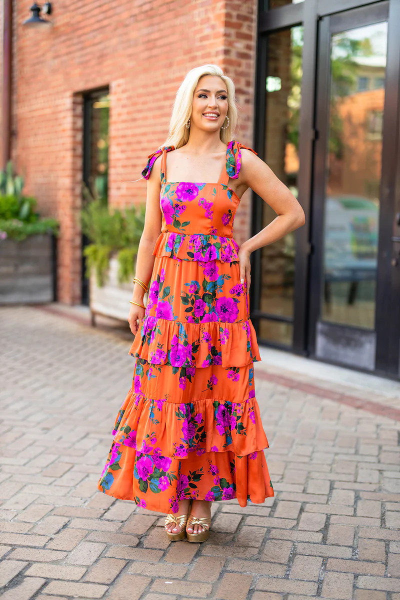 BuddyLove | Edie Tie-Shoulder Maxi Dress | Tuscan Rose | BuddyLove
