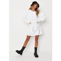 White Basic Hooded Belted Sweater Dress | Missguided (US & CA)