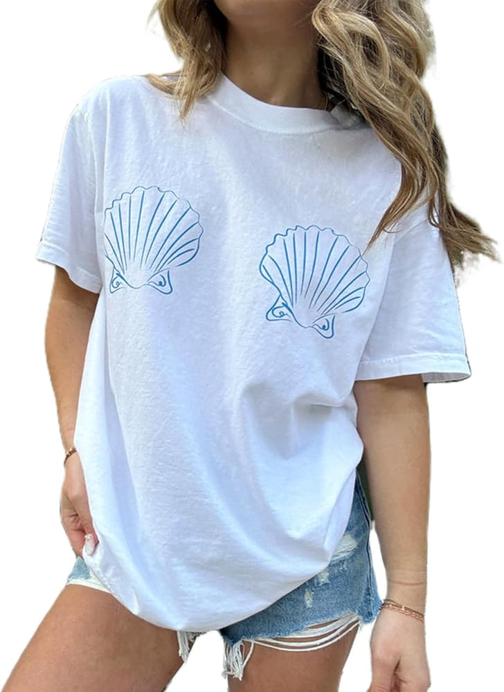 Women Teen Girls Oversized Graphic T Shirt Y2k Short Sleeve Crew Neck Loose Fit Coastal Tees Summ... | Amazon (US)