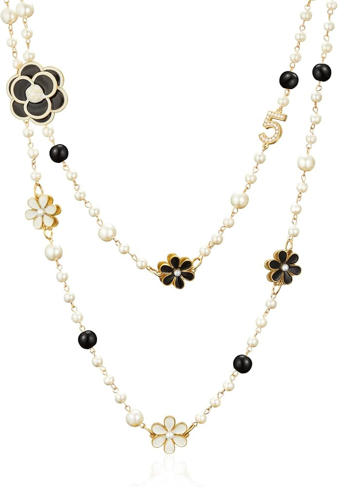 IDOKAWA 8MM Round Simulated Shell Pearl Strand Layered Necklace for Women, Dainty Multiple Strand... | Amazon (US)