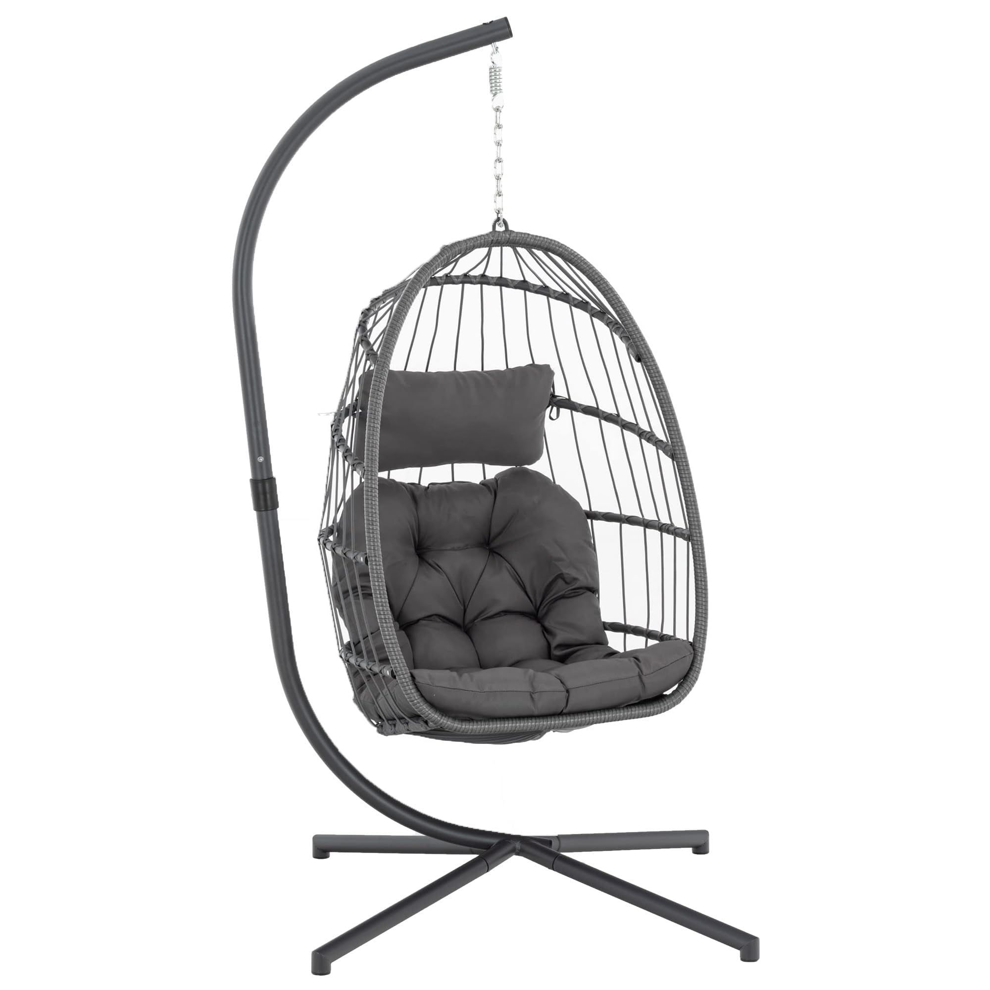 Amazon.com: Yechen Indoor Outdoor Egg Hanging Chair with Stand, Patio Wicker Swing Egg Chair Indo... | Amazon (US)