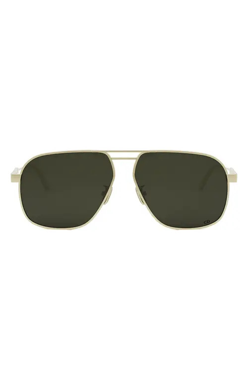 'DiorCannage A3U 58mm Pilot Sunglasses in Shiny Gold /Green at Nordstrom | Nordstrom