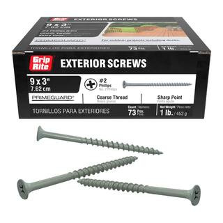 Grip-Rite #9 x 3 in. #2 Phillips Bugle Head Coarse Thread Sharp Point Coated Exterior Wood Deck S... | The Home Depot