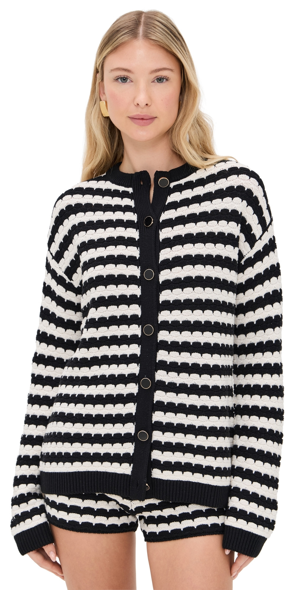 Show Me Your Mumu Inez Cardigan Black And White Stripe Knit S | Shopbop