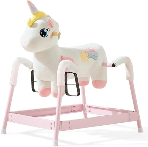 FUNLIO Unicorn Spring Rocking Horse for Kids 3-6, Rainbow Fairy Ride on Horse with Covered Spring... | Amazon (US)