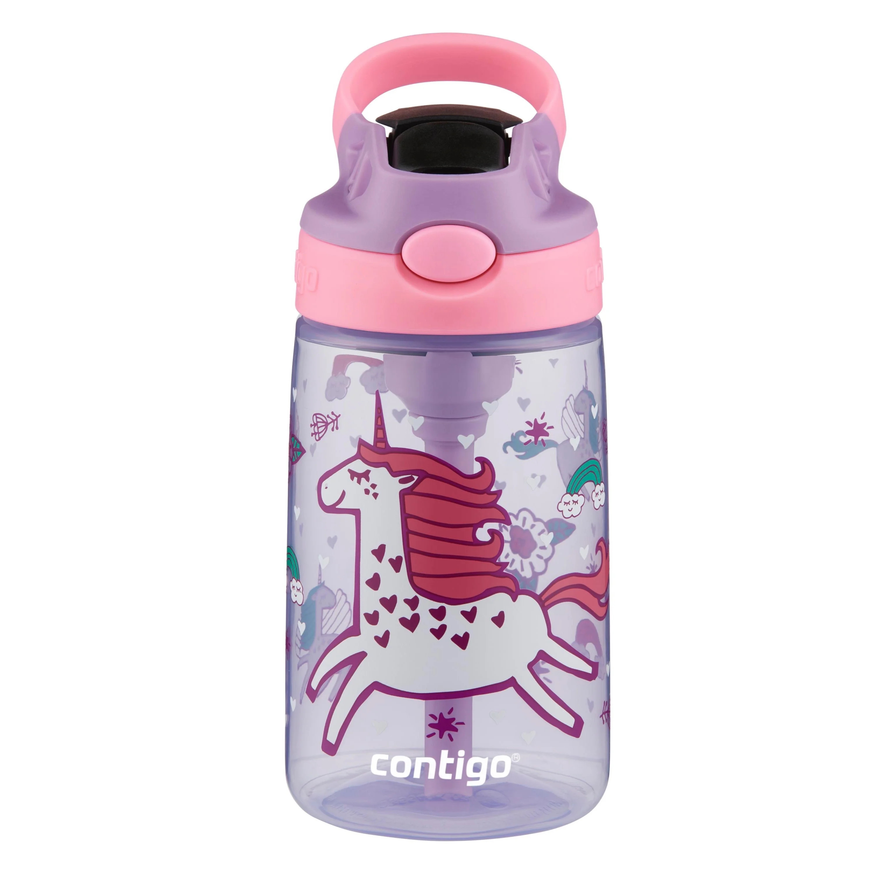 Contigo Kids Water Bottle with Autospout Straw, Lavender and Pink Unicorn,  14 fl oz. | Walmart (US)