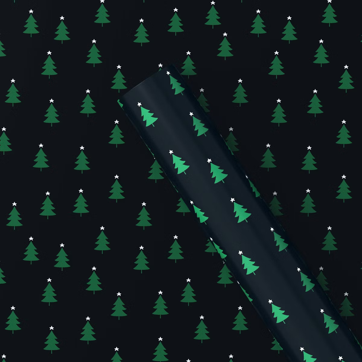 50 sq ft Tiny Trees Christmas Gift Wrap Black - Wondershop™: Holiday Clearance Botanical Paper | Target