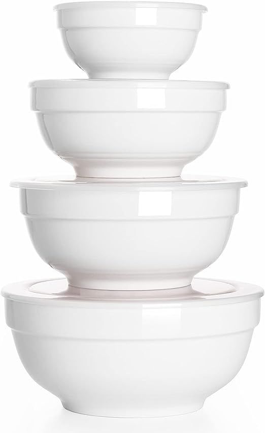 DOWAN Ceramic Bowl Set with Lids, Serving Bowls with Lids, Food Storage Container, Porcelain Prep... | Amazon (US)