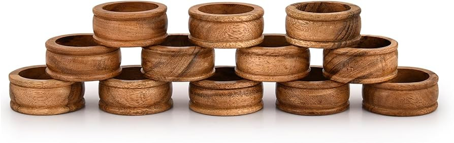 Napkin Rings Acacia Wood Set of 12 for Dinner Table Decoration | Napkin Ring for Home and Kitchen... | Amazon (US)