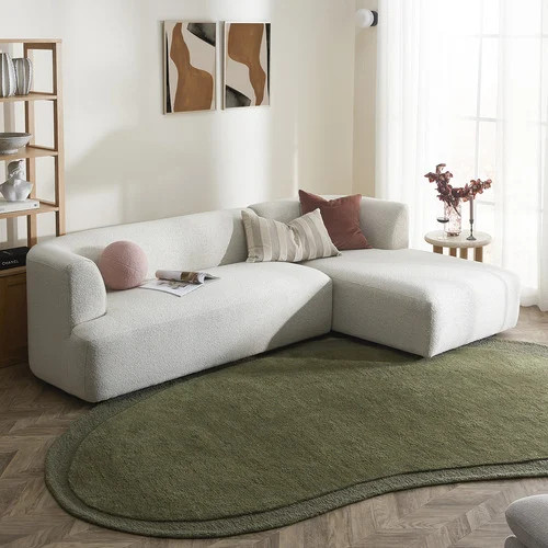Gala Boucle 4 Seater Sofa with Chaise | Temple & Webster AU