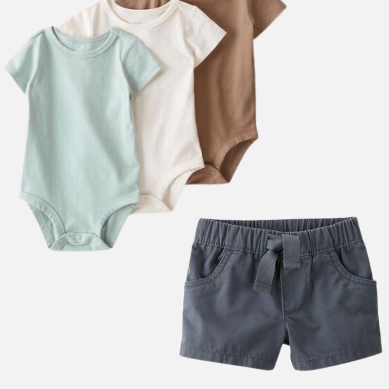 4-Pack Organic Cotton Bodysuits and Drawstring Shorts | Carter's