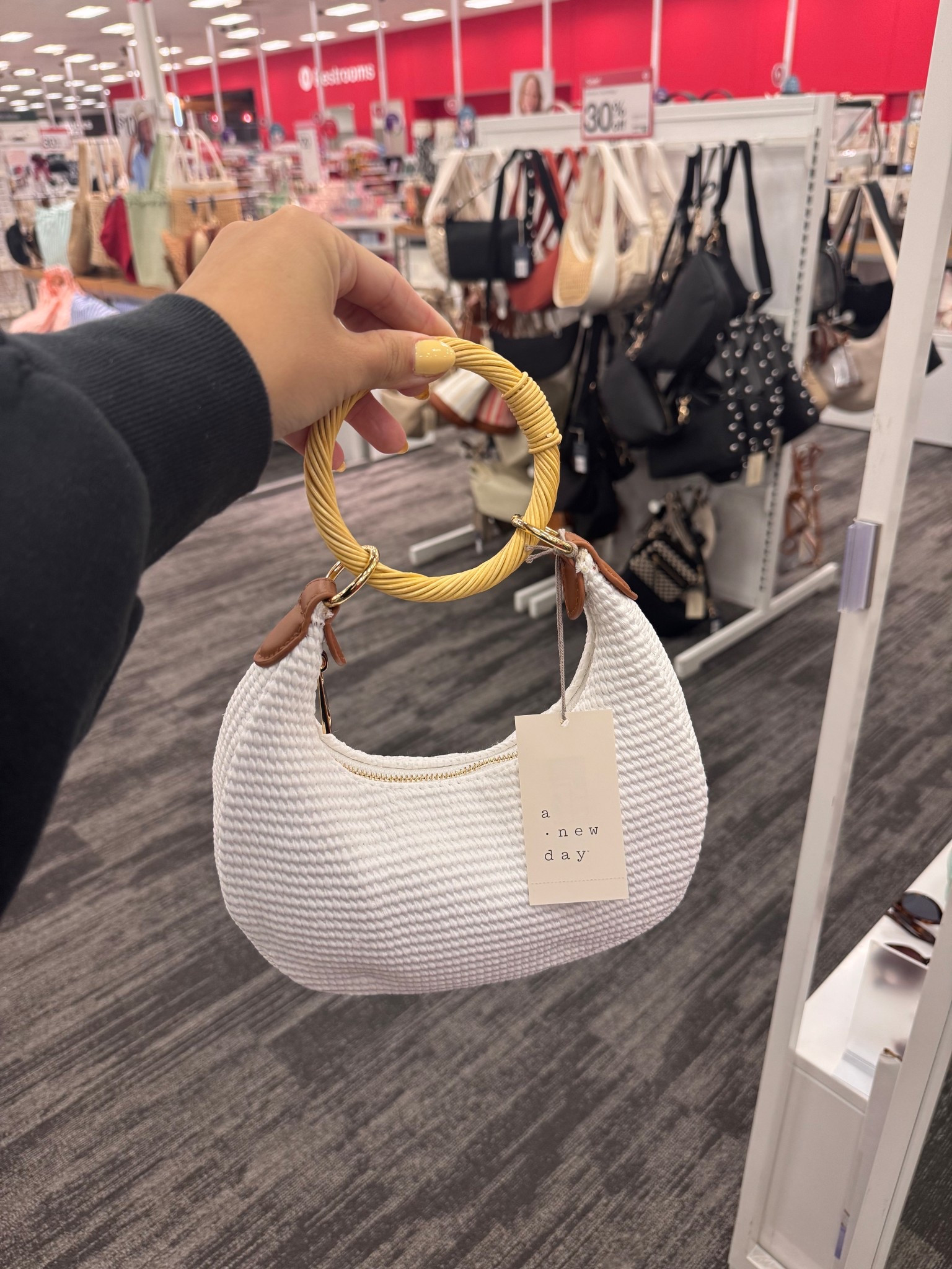 Cute bamboo handle purse for summer!! 

#LTKStyleTip #LTKFindsUnder50 #LTKSaleAlert