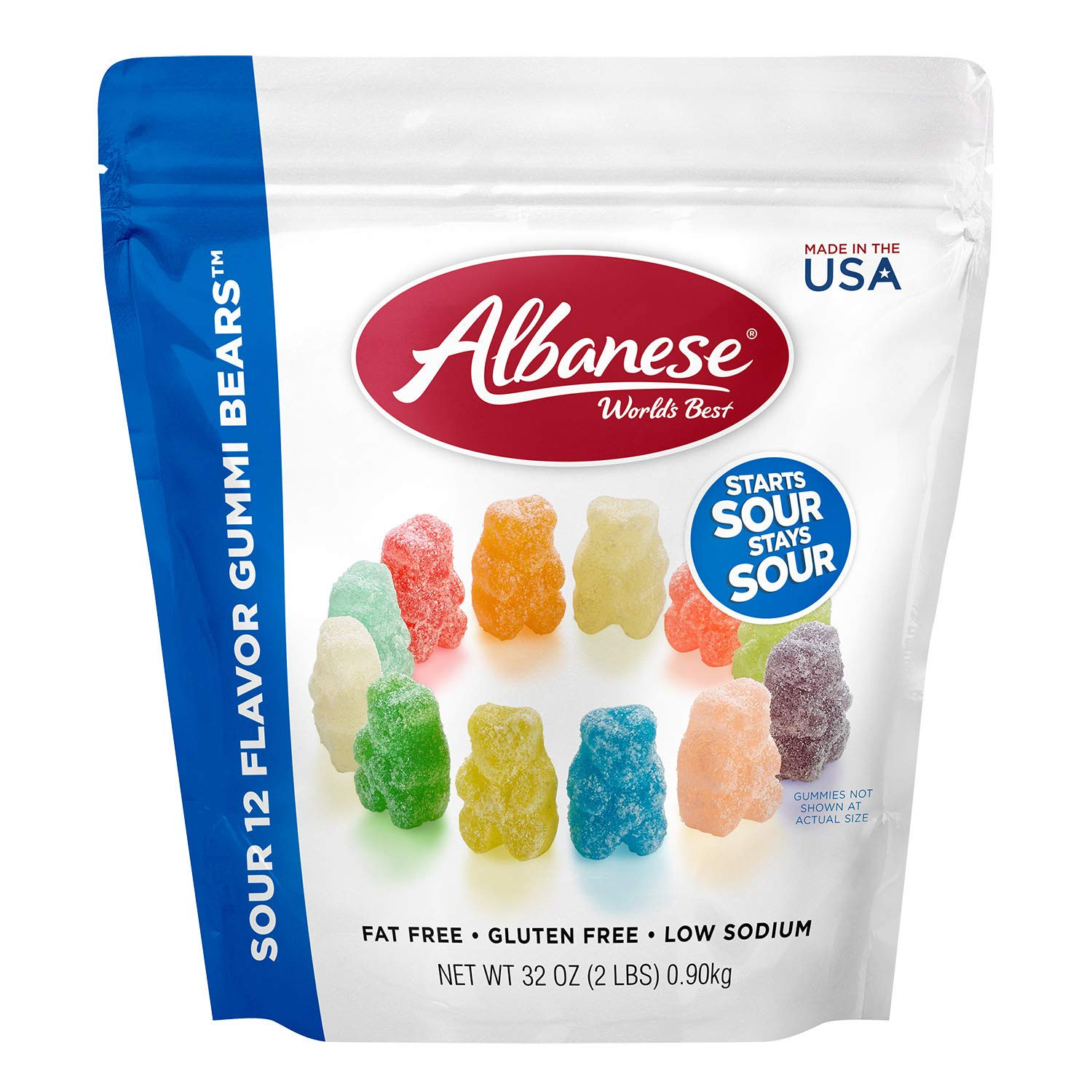 Albanese World's Best Sour 12 Flavor Gummi Bears, 32oz Bag of Candy | Amazon (US)