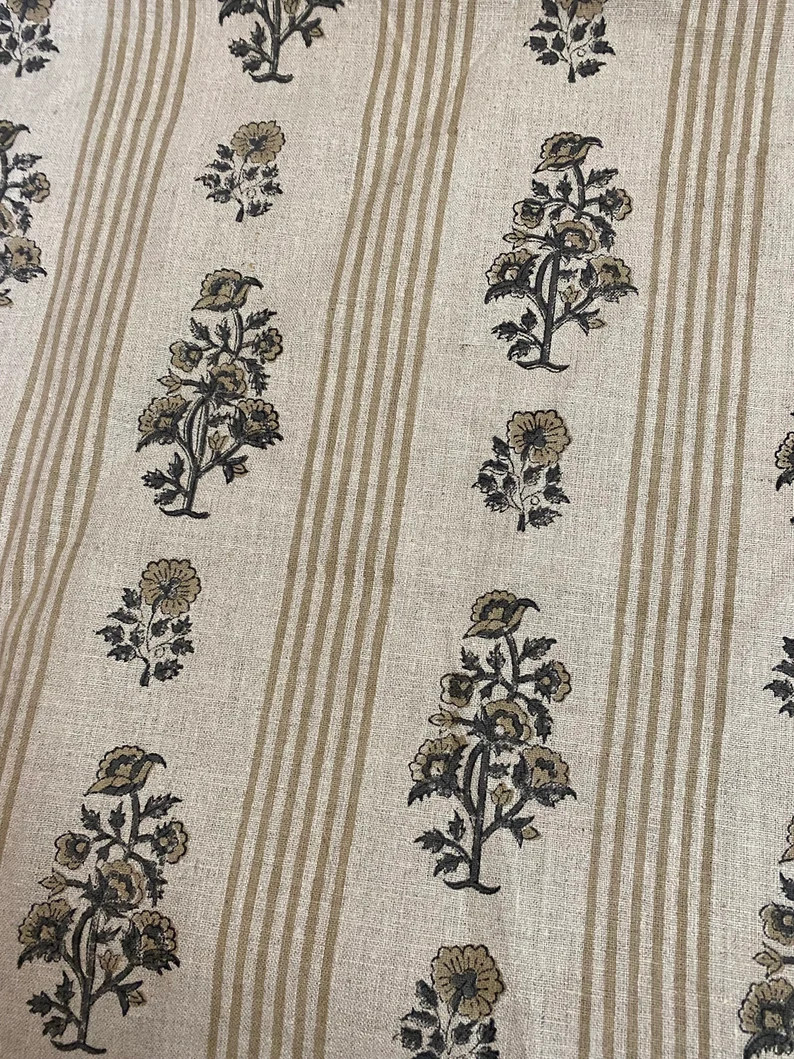 Linen Fabric Block Print Fabric in Summers Soft Linen Fabric Best for Upholstery , Cushion Cover ... | Etsy (US)