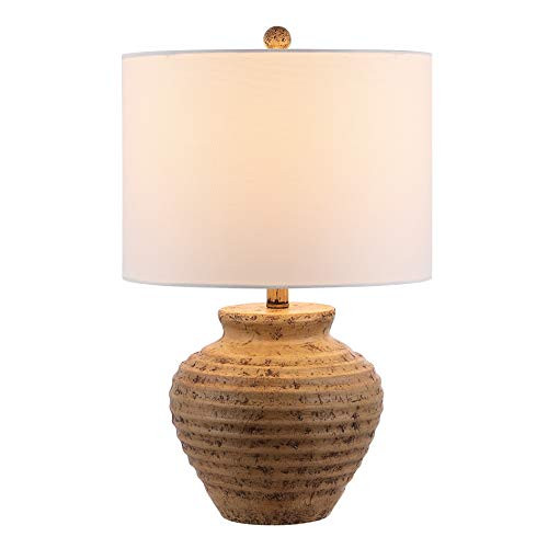 SAFAVIEH Lighting Collection Kamryn Rustic Farmhouse Brown 23-inch Bedroom Living Room Home Office Desk Nightstand Table Lamp (LED Bulb Included) | Amazon (US)