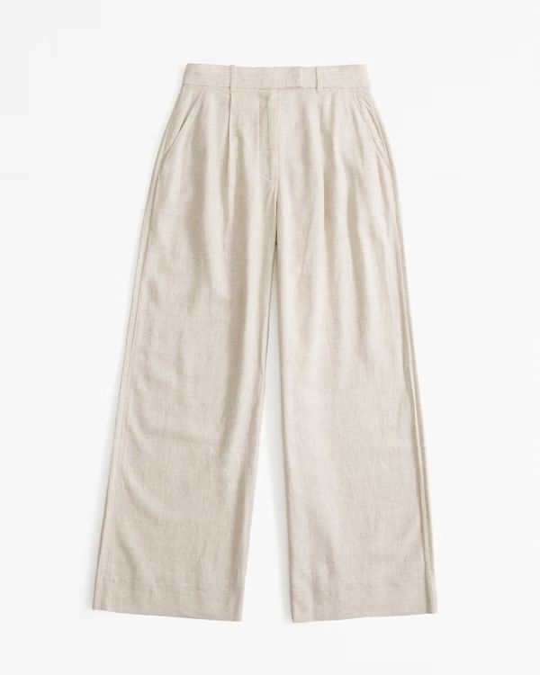 Women's A&F Harper Tailored Linen-Blend Pant | Women's | Abercrombie.com | Abercrombie & Fitch (US)