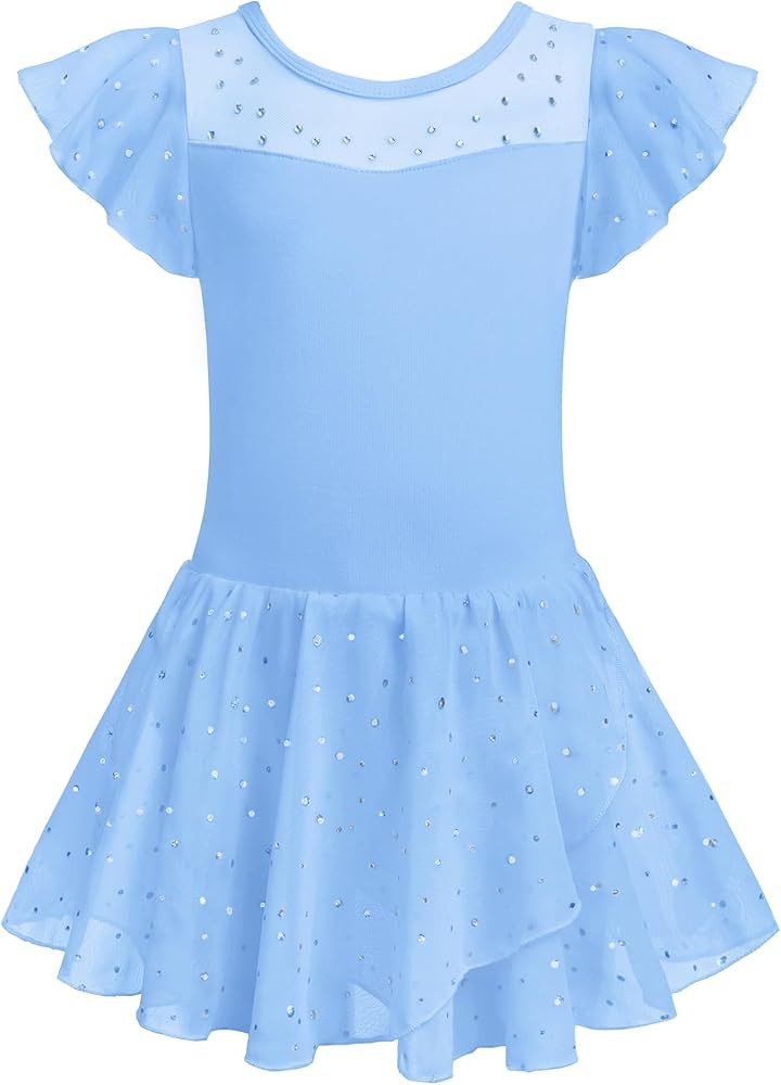 Zaclotre Girls Ballet Leotards Ruffle Sleeve Sparkle Dance Leotard Toddler Ballerina Dress Outfit... | Amazon (US)