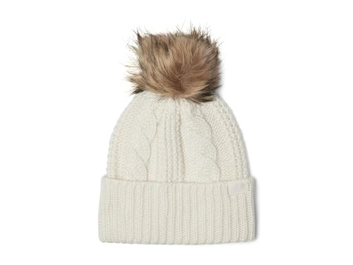The North Face Women's Oh Mega Fur Pom Beanie | Deep Fit Cuffed Winter Hat with Oversized Faux-Fur Pom & Textured Cable Detailing, White Dune, One Size | Amazon (US)