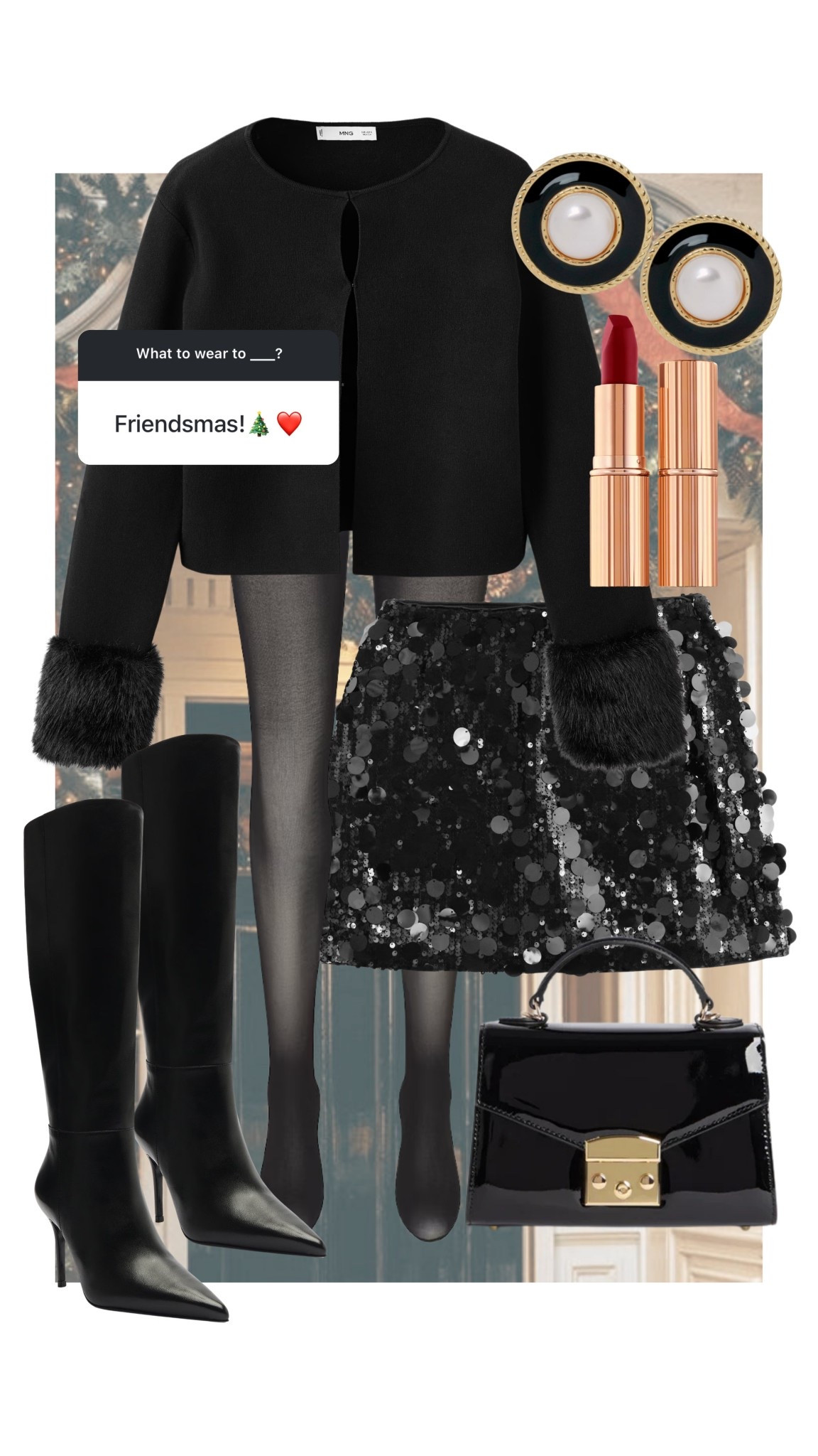 What to wear; to friendsmas 
#kathleenpost

Holiday party outfit, festive outfit, holiday fashion, sequin skirt

#LTKGiftGuide #LTKHoliday #LTKootd