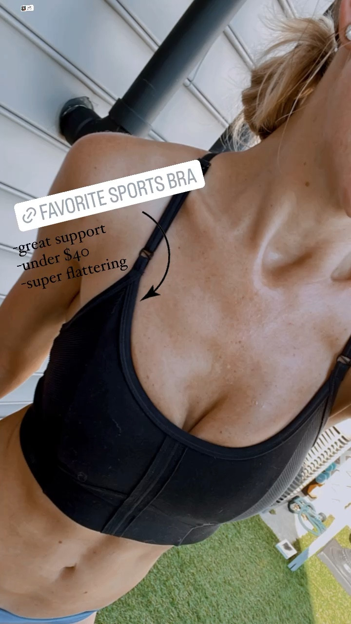Favorite Nike sports bra! Awesome support and super flattering. Super comfortable running and jumping! Bra size 32D, wearing a small. Cute athleisure for coffee after your workout!

#LTKunder50 #LTKstyletip #LTKfit