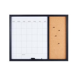 Towle Living 24 x 19 in. Black Calendar and Cork Board Combo with Markers and Pins 5285042 - The ... | The Home Depot