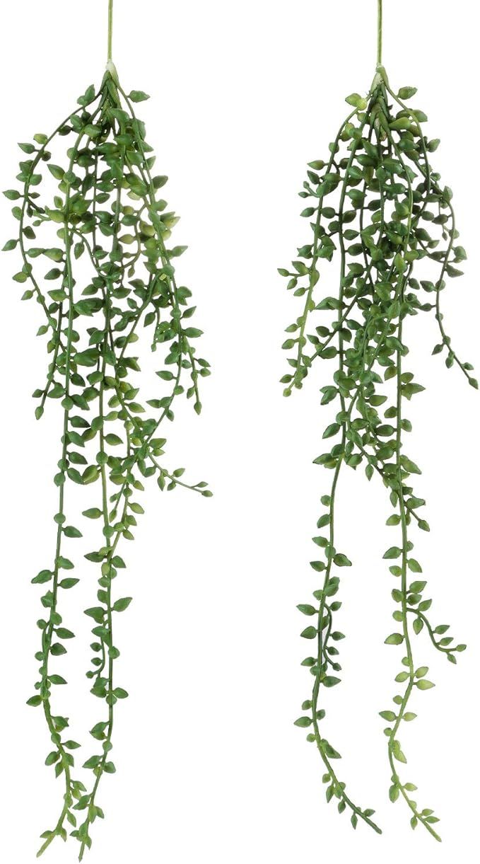 Meneco Artificial Hanging Succulent Plants – 2 Pack String of Pearls Plant Artificial Hanging P... | Amazon (US)