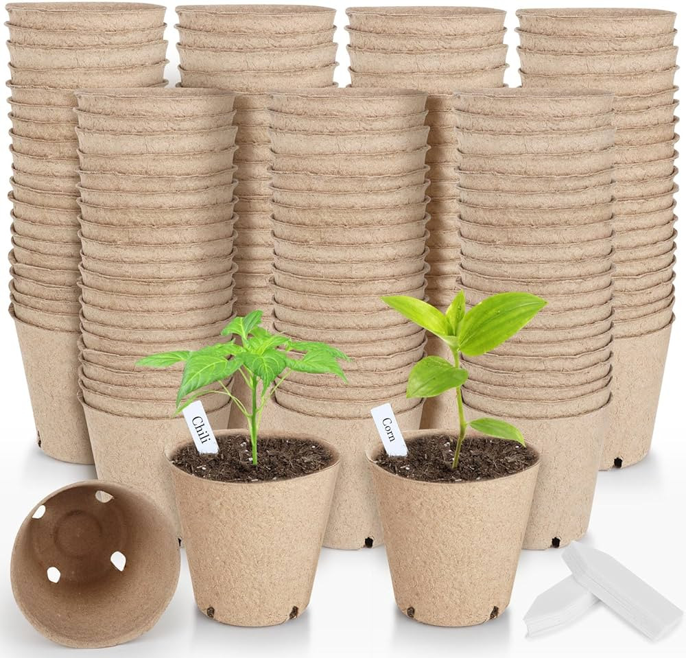 130 Pcs Organic Peat Pots, 3.15 Inch Nursery Pot, Round Plant Seedling Pots with Drainage Holes, ... | Amazon (US)