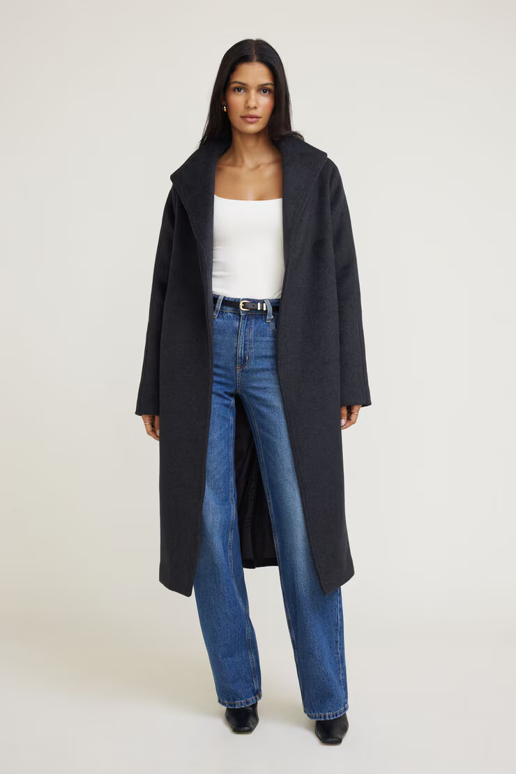Belted Wool Wrap Coat | Dynamite Clothing