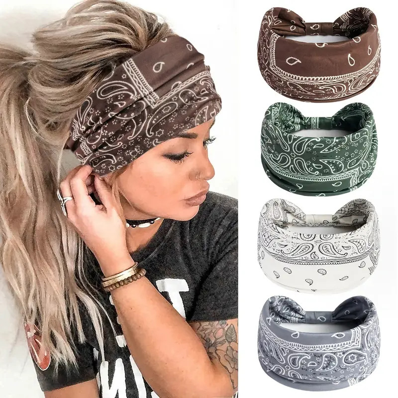 Boho Headbands For Women Fashion Stretch Wide Hair Bands Knot Turban Head Bands Yoga Running Swea... | Temu Affiliate Program