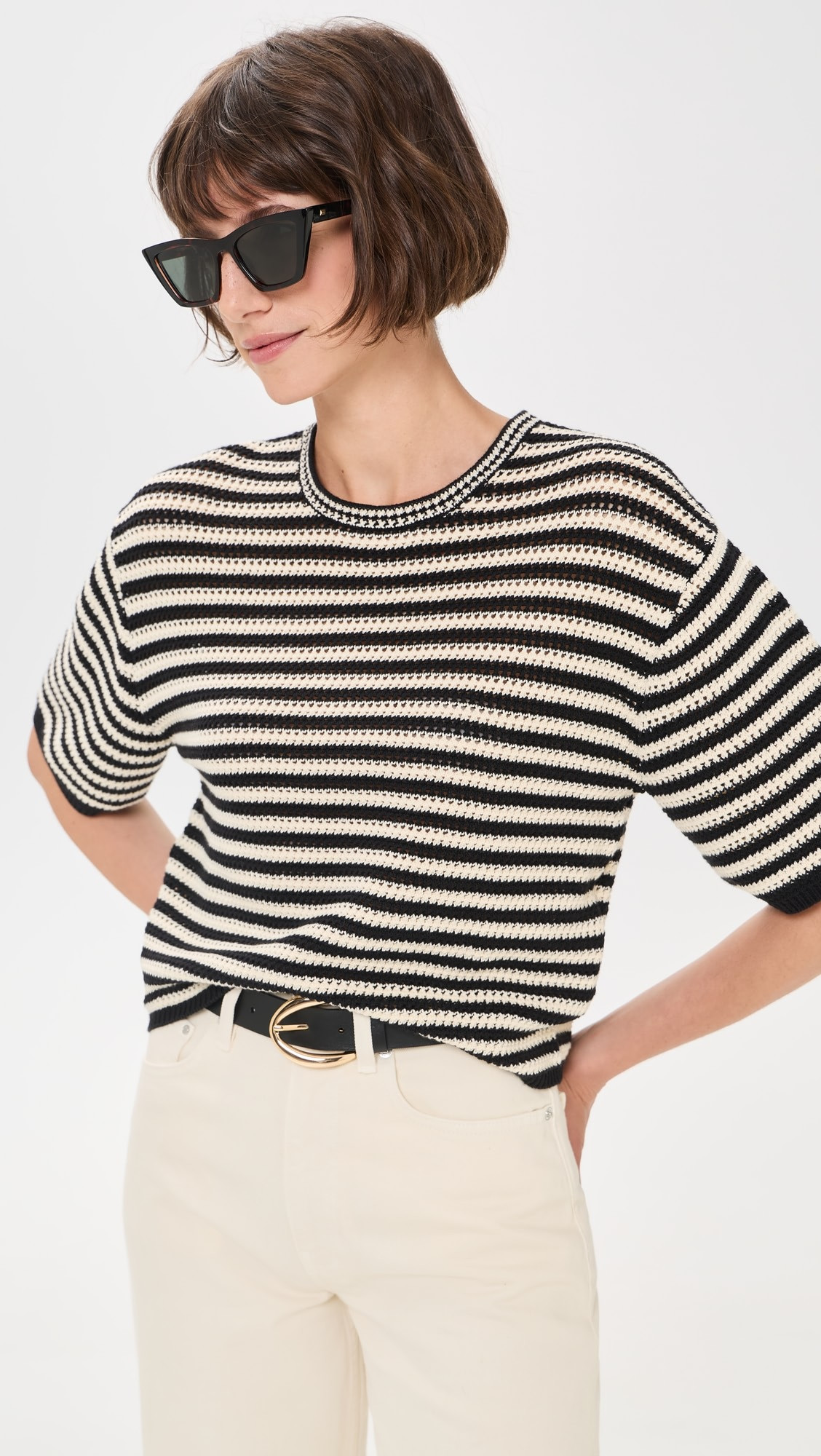 Theo Striped Short Sleeve Sweater | Shopbop