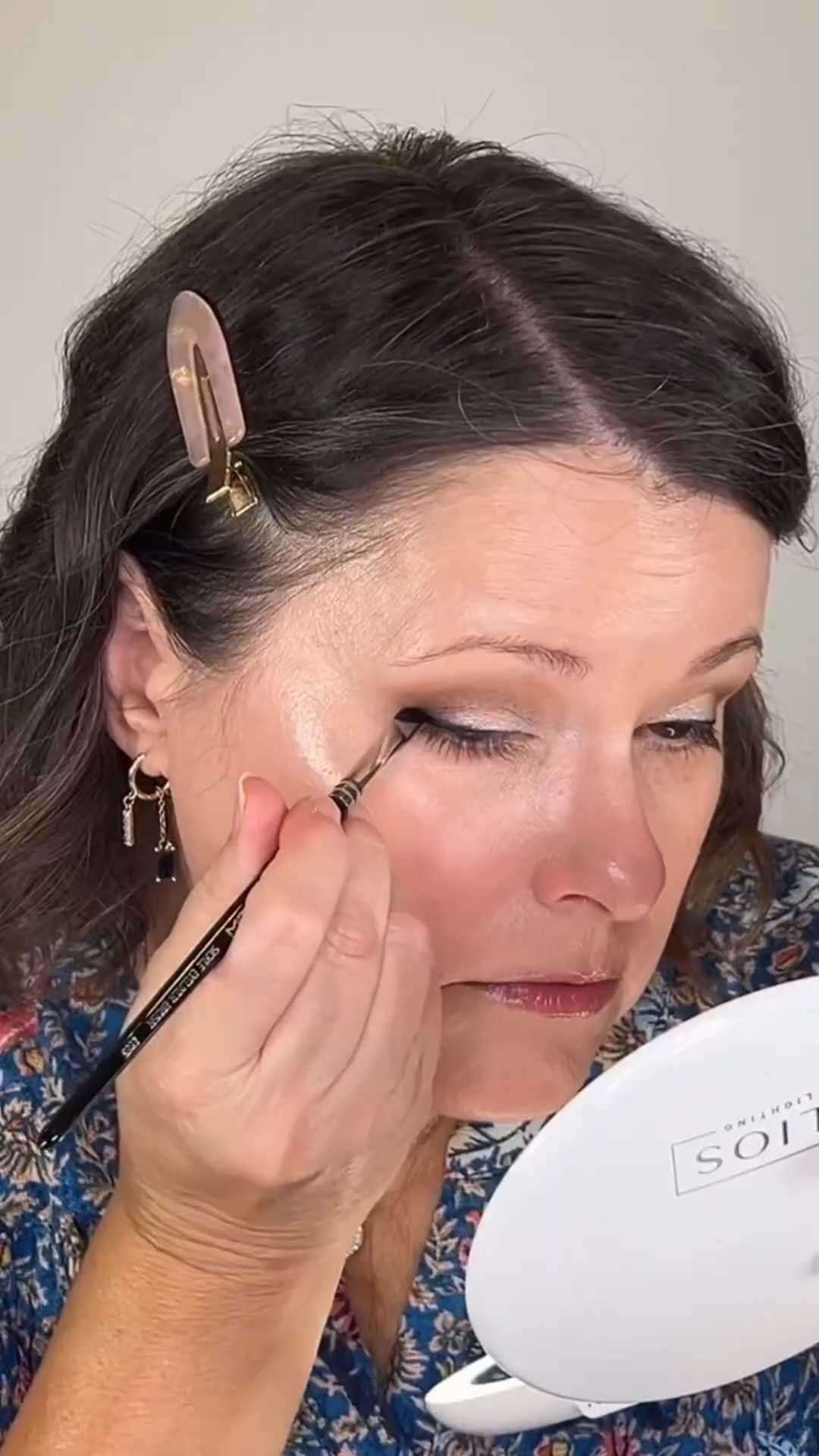 Creating an easy wing using the Stila Waterproof Gel Eye Liner in Sapphire 

 #LTKOver40 #LTKBeauty