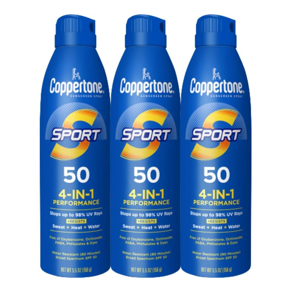 Coppertone Sport Sunscreen Spray SPF 50, Water Resistant Spray Sunscreen Bulk Pack, 5.5 Oz, Pack ... | Amazon (US)
