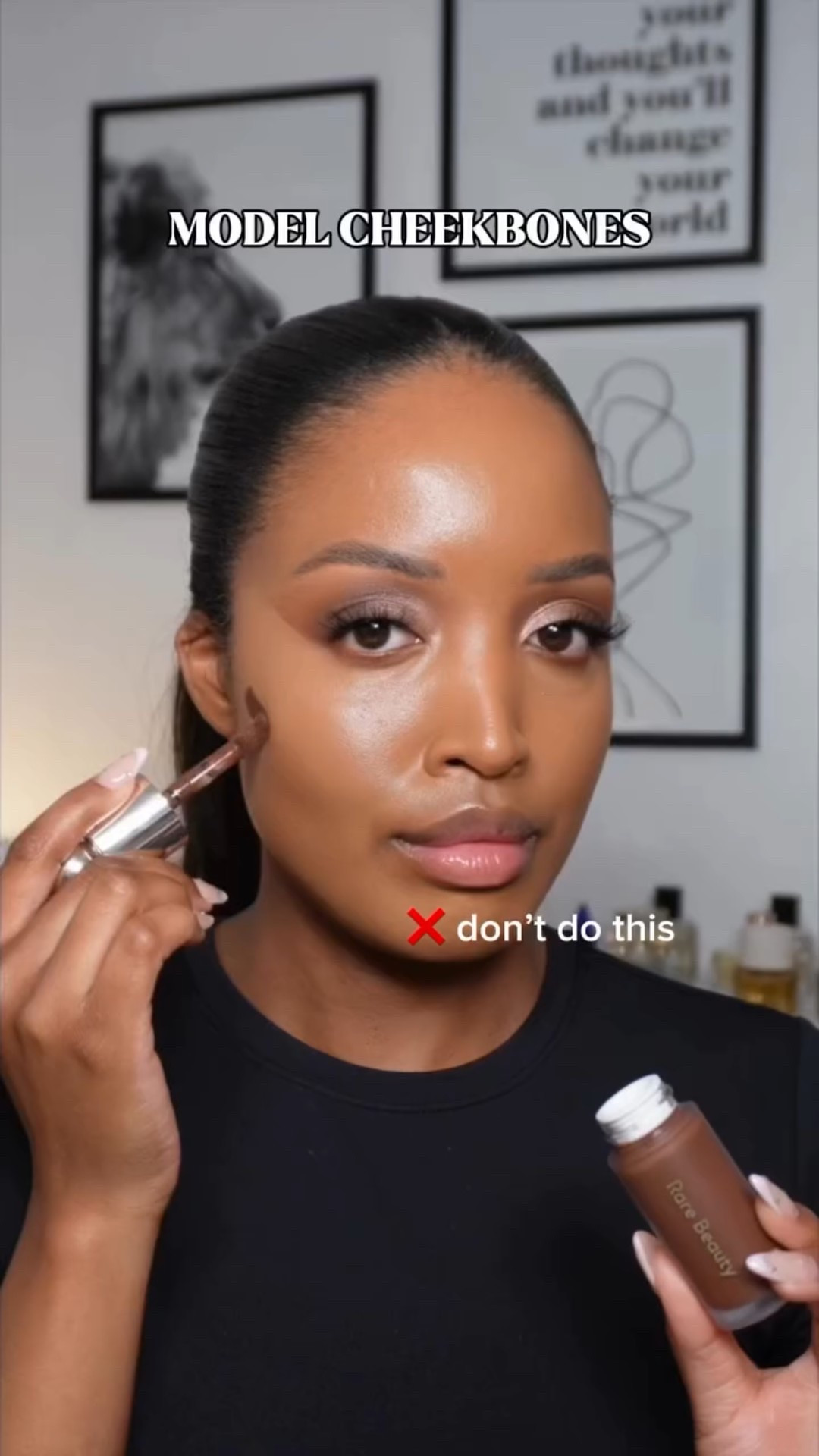 Model cheekbones contour hack✨ Let me know what you think? 

@rarebeauty soft pinch liquid contour - tranquil 

#contour #makeuphacks #wakeupandmakeup #makeup

#LTKbeauty #LTKuk