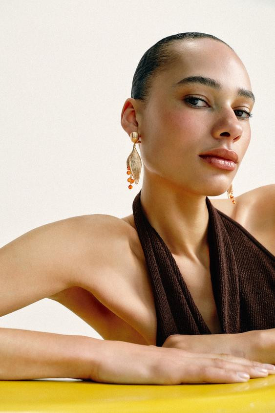 BEADED FLOWER EARRINGS | Zara US