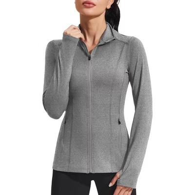 PINSPARK Women's Athletic Jackets Slim Fit Workout Jacket Full Zip Up Running Gym Yoga Sports Tops with Pockets Grey S | Target