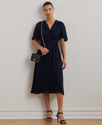 Women's Belted Georgette Dress | Macy's