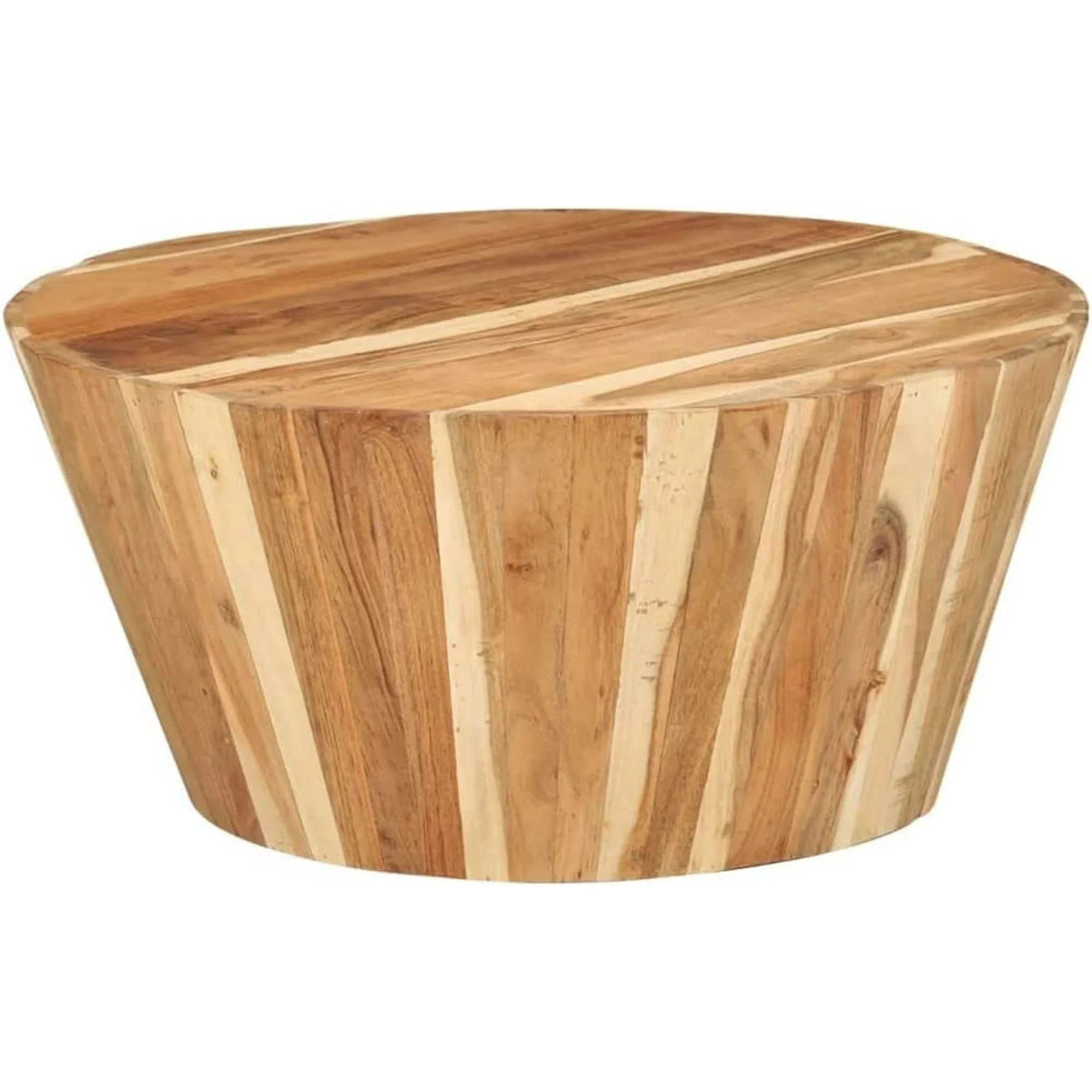 Round Coffee Table Rustic Wooden Surface Top in Shape Acacia Wood with Smooth Modern Living Room ... | Walmart (US)