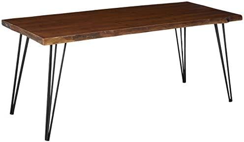 Christopher Knight Home Chana Industrial Faux Live Edge Rectangular Dining Table, Natural / Black | Amazon (US)